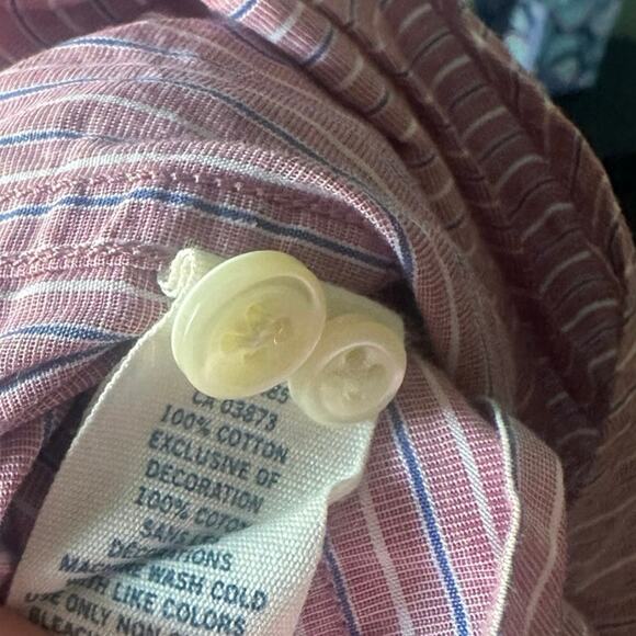 American Eagle Men’s Red Striped Button-Up Shirt | Cotton Casual - Picture 8 of 8